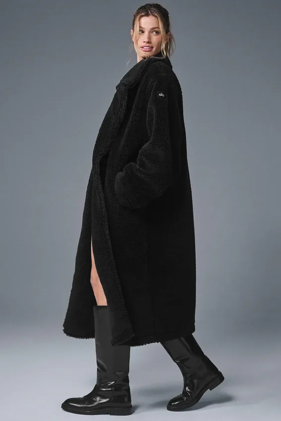 Trench oversize in sherpa - Nero