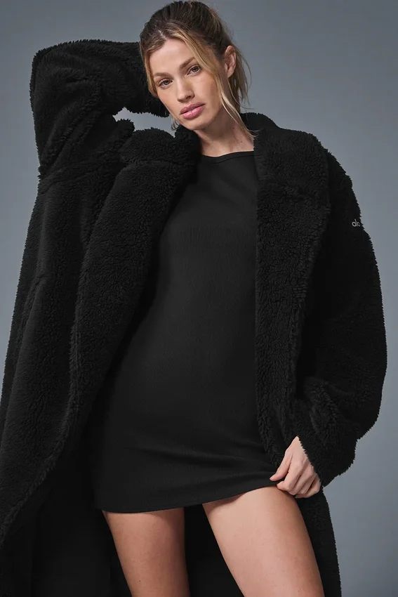 Trench oversize in sherpa - Nero