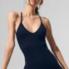 Tutina senza cuciture a costine Favorite - Blu navy