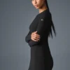 Vestito a maniche lunghe a costine Sea Coast - Nero