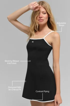 Vestito Highline in maglia a coste – Nero/Bianco