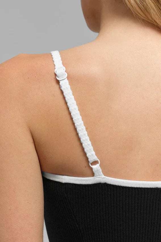 Vestito Highline in maglia a coste - Nero/Bianco