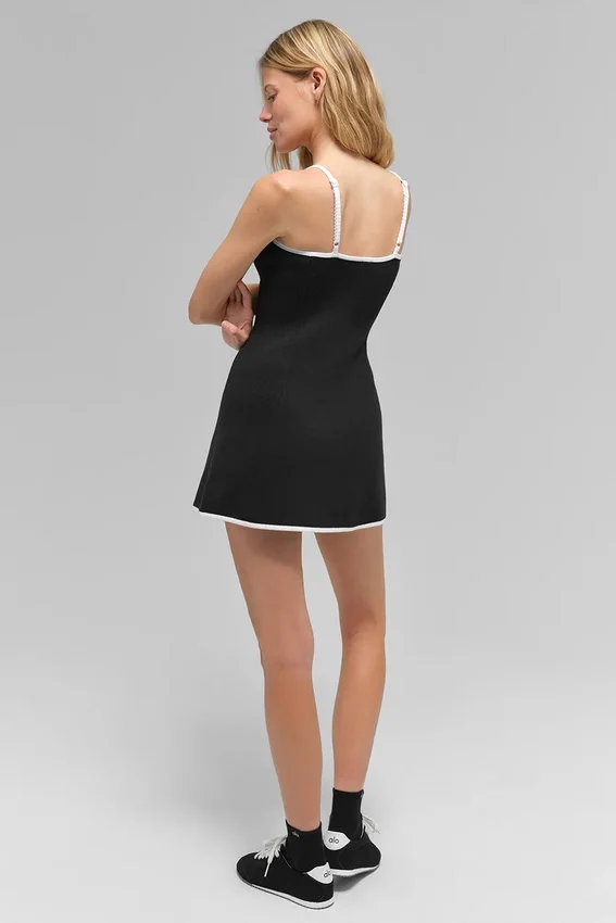 Vestito Highline in maglia a coste - Nero/Bianco