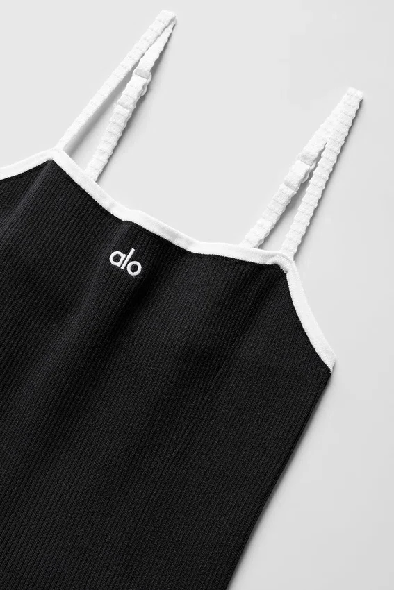 Vestito Highline in maglia a coste - Nero/Bianco