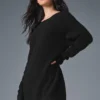 Vestito in cashmere morbido a trama waffle - Nero