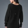 Vestito in cashmere morbido a trama waffle - Nero