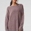 Vestito in cashmere morbido con trama a nido d’ape - Grigio melange fungo