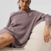 Vestito in cashmere morbido con trama a nido d’ape - Grigio melange fungo