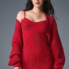 Vestito in maglia denim - Rosso intenso/Rosso intenso scuro