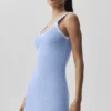 Vestito in maglia stile maglione da tennis club - Blu Provenza chiaro/Bianco