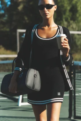 Vestito in maglia stile maglione da tennis club - Nero/Avorio