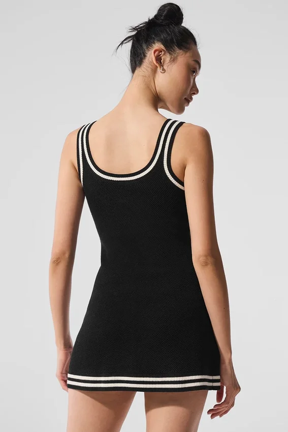 Vestito in maglia stile maglione da tennis club - Nero/Avorio