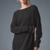 Vestito in morbido cashmere a trama a nido d’ape - Grigio melange scuro