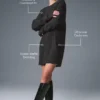Vestito in morbido cashmere a trama a nido d’ape - Grigio melange scuro