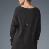Vestito in morbido cashmere a trama a nido d’ape - Grigio melange scuro