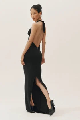 Vestito lungo con scollo all’americana Summer Soiree – Nero