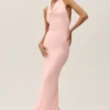 Vestito lungo con scollo all’americana Summer Soiree - Rosa sole