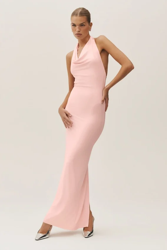 Vestito lungo con scollo all’americana Summer Soiree - Rosa sole