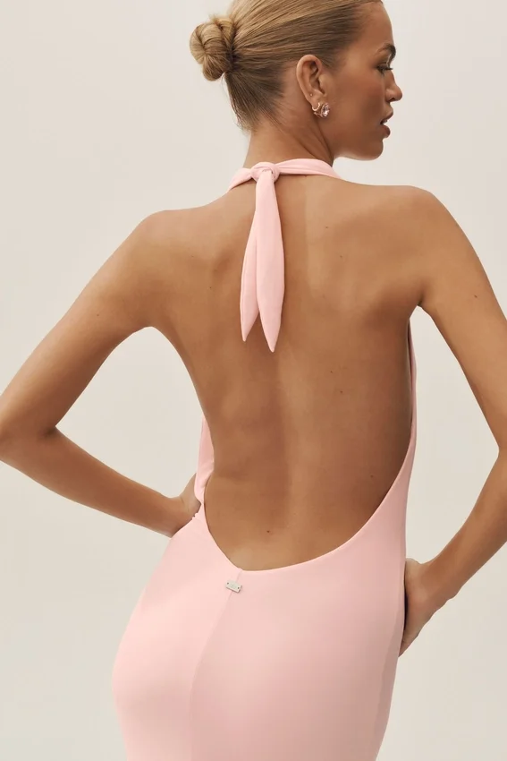 Vestito lungo con scollo all’americana Summer Soiree - Rosa sole