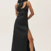 Vestito lungo Riviera in misto lino - Nero