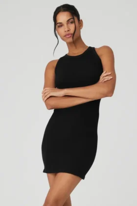 Vestito senza cuciture a costine “Warm Nights” - Nero