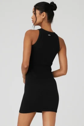 Vestito senza cuciture a costine “Warm Nights” – Nero